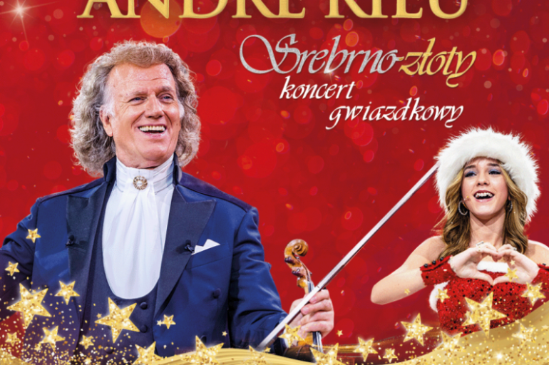 na plakacie widnieje wykonawca, który w dłoni trzyma skrzypce